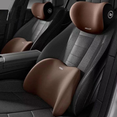 Premium Automotive Headrest & Car Pillows: Memory Foam Neck & Waist Support Cushion