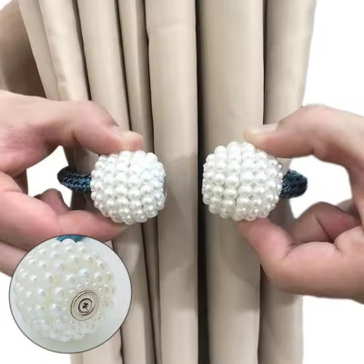 Magnetic Pearl Curtain Clips – 2 Pcs